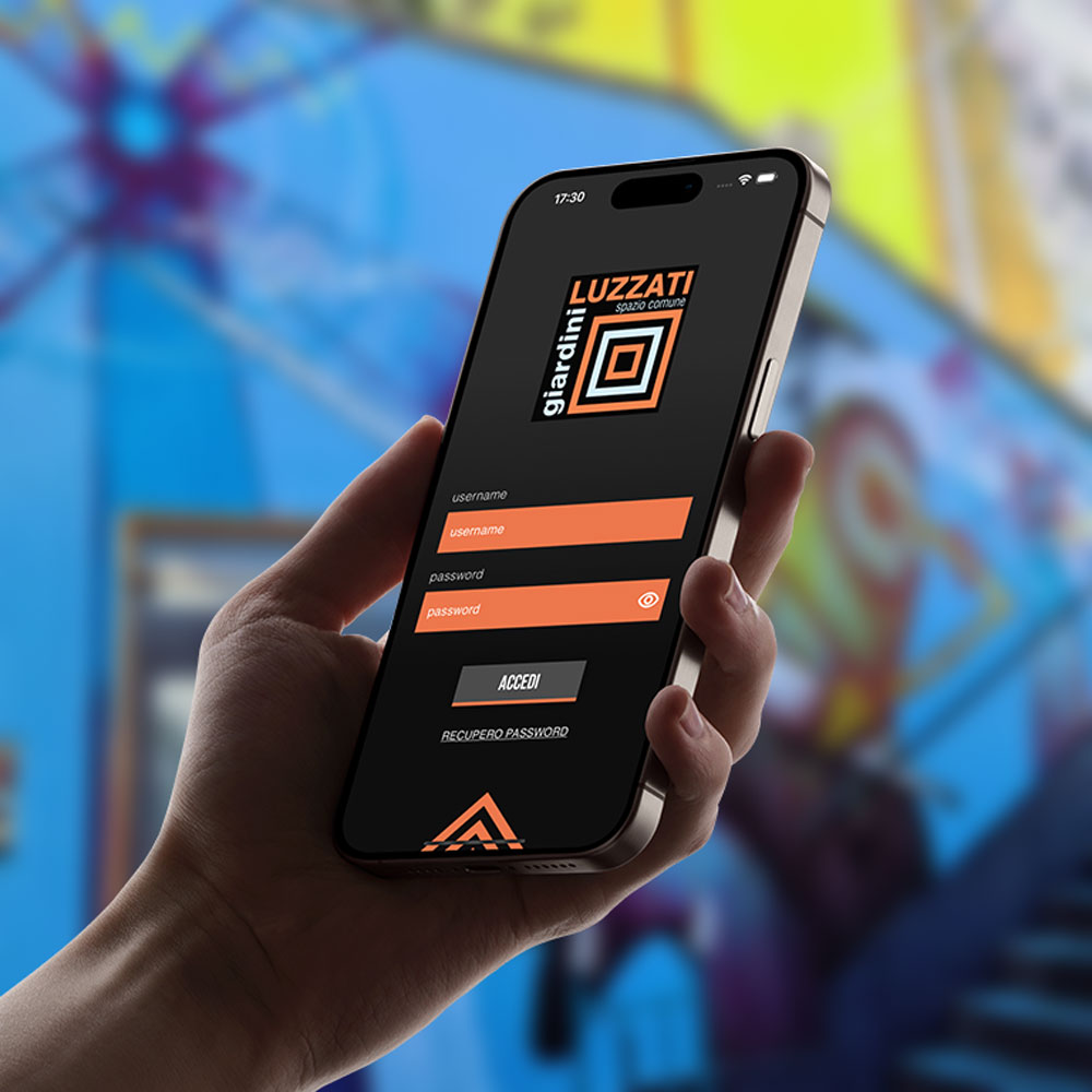 Schermata di login dell'app dei Giardini Luzzati