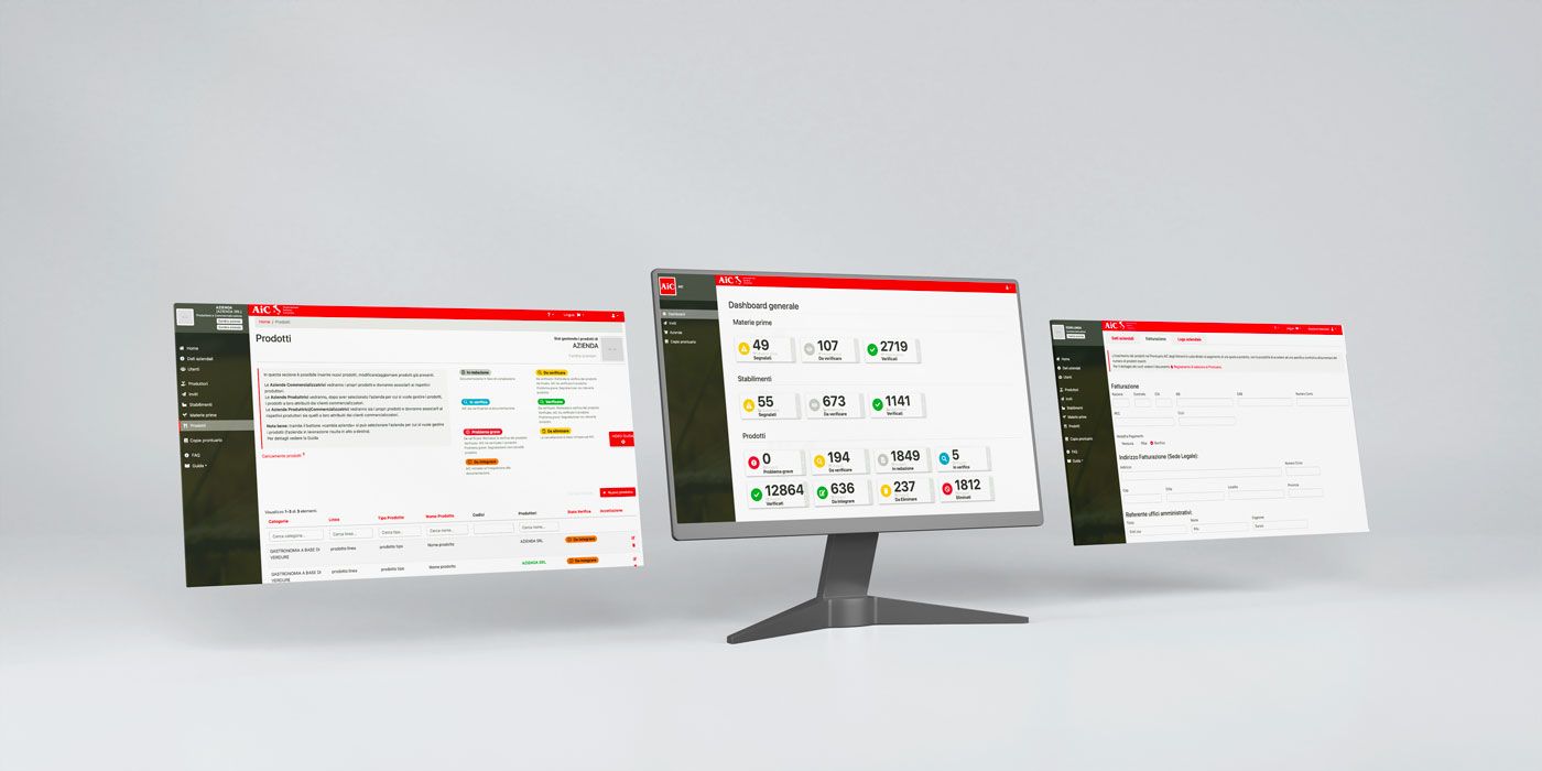 /cmsMockup della dashboard del prontuario AIC in visualizzazione desktop
