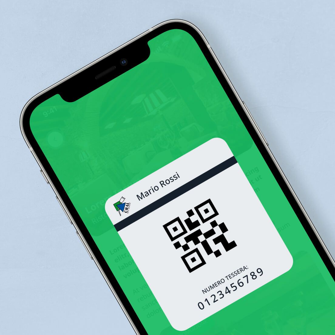 /cmsMockup della visualizzazione QR code dell'app Cral Amiu