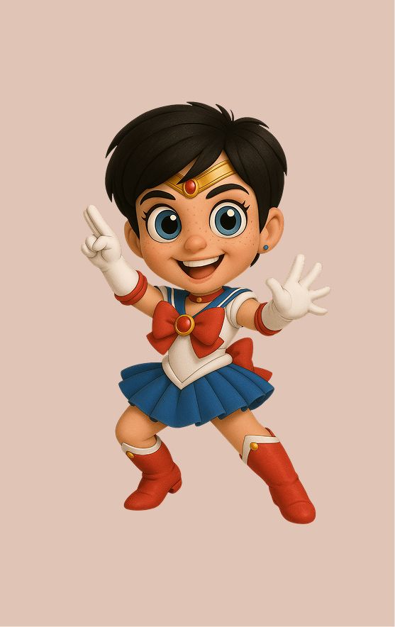 Immagine stilizzata in versione cartoon della nostra Alessia, UX/UI Designer nei panni di Sailor Moon
