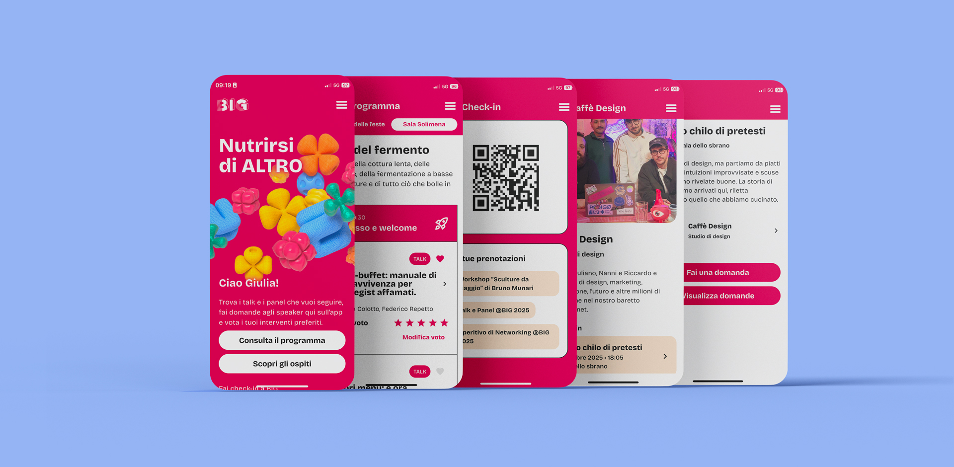 /cmsPreview schermate principali dell'app di BIG