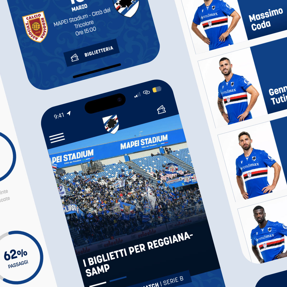/cmsMockup mobile del sito Sampdoria